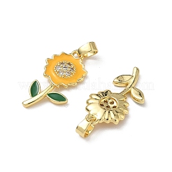 Pendentifs avec zircon cubiques à micro-pavés en laiton&nbsp;KK-F924-15G
