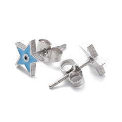 3 paio di 3 stelle smaltate in stile con orecchini pendenti a cerchio malocchio&nbsp;EJEW-B020-07P