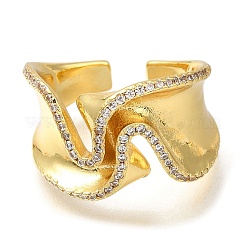 Offene Manschettenringe aus Messing mit Mikropflaster und Zirkonia für Damen&nbsp;RJEW-M022-20G