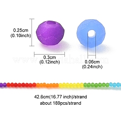 Regenbogenfarbe 7 Farben transparent gefrostete Glasperlenstränge&nbsp;FGLA-YW0001-01
