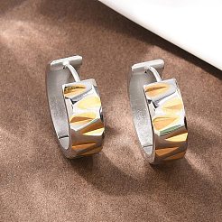 Pendientes de aro de dos tonos de acero inoxidable 304&nbsp;EJEW-L307-01GP