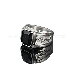 Rechteckige Fingerringe aus Edelstahl 304 mit Zirkonia für Herren&nbsp;FS-WG909F6-11