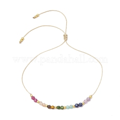 Braccialetti di perline intrecciate con pietre preziose miste naturali regolabili a tema chakra per le donne&nbsp;BJEW-JB11618-01