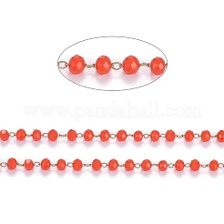 Handgefertigte facettierte Glasperlenketten aus Messing&nbsp;CHC-F012-02A