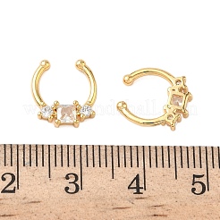 Anneaux de nez circulaires/fers à cheval en laiton pavé de zircones cubiques transparentes&nbsp;EJEW-D337-18A-G