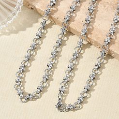 Sets aus Halsketten und Armbändern aus Edelstahl 304 mit Stab- und Ringgliedern&nbsp;SJEW-D091-10P