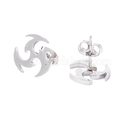 Pendientes de botón de acero inoxidable 304 con diseño de molino de viento que no se deslustran para mujer&nbsp;EJEW-Z017-06P