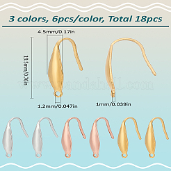 18 pieza de ganchos para pendientes de acero inoxidable quirúrgico 316 con revestimiento iónico (IP) de 3 colores&nbsp;STAS-LP0001-53