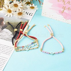 Bracciali con cursore in filo di nylon regolabili con perline di zirconi cubici&nbsp;BJEW-JB06366