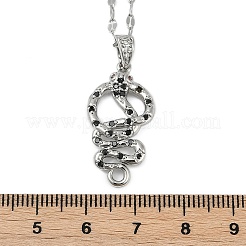 Collane con ciondolo a forma di serpente in ottone micro pavé di zirconi cubici neri&nbsp;NJEW-K280-08P