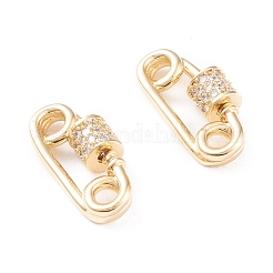 Messing Micro Pave klare Zirkonia Schraube Karabiner Schloss Charms&nbsp;X-KK-F814-38G