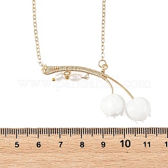 Collane da donna con ciondolo a forma di fiore in vetro lavorato a mano e perle coltivate d'acqua dolce&nbsp;NJEW-TA00259