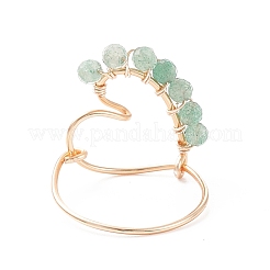 Anello da dito a cuore con perline di pietre preziose naturali&nbsp;RJEW-JR00520