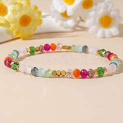 Stretcharmbänder aus regenbogenfarbenen Glasperlen&nbsp;JJ6334