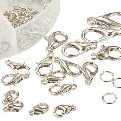 Zink-Legierung plattiert gemischte Größen Hummer Spangen und Eisen Sprung Ringe Schmuckzubehör in einer Box für Handwerk&nbsp;PALLOY-PH0001-01