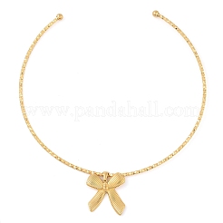 Gargantilla abierta con colgante de lazo de acero inoxidable 304 para mujer&nbsp;NJEW-Z046-06G-02