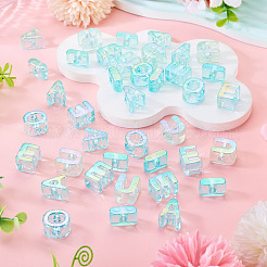 50 pièces 5 styles placage uv arc-en-ciel perles acryliques irisées&nbsp;OACR-TA0004-93A