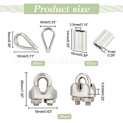 75 stücke 3 stil 304 edelstahl & aluminium draht seil kabel clip klemme&nbsp;FIND-GA0003-11