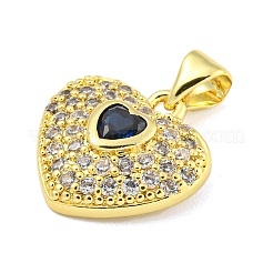 Ciondoli a forma di cuore in ottone placcato con micro pavé di zirconi&nbsp;KK-Z053-17G-05