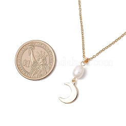3 Stück 3 Stile natürliche Süßwasserzuchtperle & 304 Edelstahl & Messing Mond Stern Sonne Anhänger 304 Edelstahl Kabelkette Halsketten für Frauen&nbsp;NJEW-JN05364