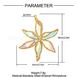 Pendentifs de grande taille en acier inoxydable 304 avec émail et strass en cristal&nbsp;SA-OY003-45G