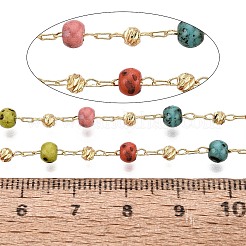 Catene a maglie realizzate a mano in ottone e perline di vetro&nbsp;CHC-Q021-02A-G