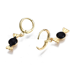 Huggy Creolen aus Messingemaille&nbsp;EJEW-T014-19G-01-NF
