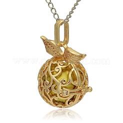 Pendentifs à cage ronde creuse en laiton doré&nbsp;KK-J230-08G