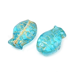 Perlas de vidrio con enlaces de metal dorado y galvanizado&nbsp;EGLA-T029-01C