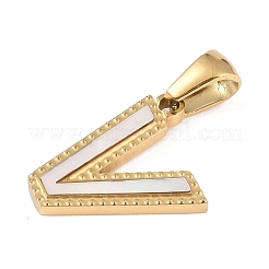 Pendentifs alphabet coquillage blanc naturel&nbsp;STAS-M338-02G-V
