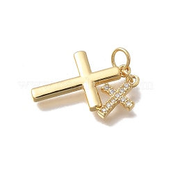Pendentifs avec zircon cubiques à micro-pavés en laiton&nbsp;KK-D431-070G