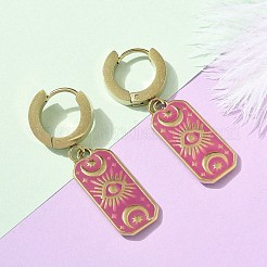 Pendientes de aro esmaltados de acero inoxidable 304 para mujer&nbsp;STAS-Z105-01G-05