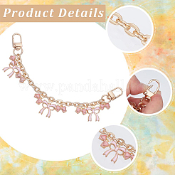 2 pièce 2 styles rose en alliage de zinc émaillé nœud papillon coeur breloque chaîne de câble chaînes de sac à main&nbsp;FIND-BBC0004-58