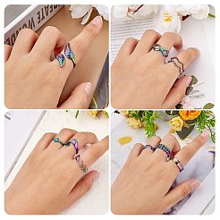 9 stücke 9 stil 304 edelstahl hand & unendlich & herz & mond manschette ringe&nbsp;RJEW-SZ0001-19