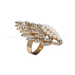 Ovale Fingerringe aus Kunststoff mit Kunstperlen und Strass&nbsp;ZZ6722