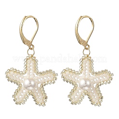 Orecchini a leva con perline in ottone e vetro di vetro.&nbsp;EJEW-MZ00759