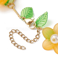 Pulseras con dijes de perlas de vidrio y flores acrílicas&nbsp;BJEW-JB10054-05