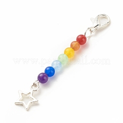 Decorazioni pendenti con perline di giada della Malesia naturale e tinta a tema chakra&nbsp;HJEW-JM00642-02