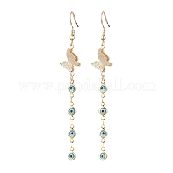 Conjuntos de pendientes colgantes y collares en forma de Y hechos a mano con lampwork y fornituras de latón para el mal de ojo&nbsp;SJEW-JS01350-02