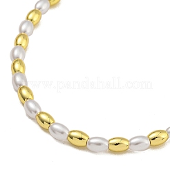 Colliers de perles de riz en laiton plaqué et en plastique ABS pour femmes&nbsp;NJEW-C059-18G