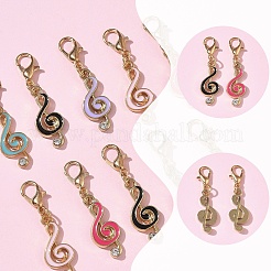 30 pieza de adorno colgante de aleación de esmalte y rhinestone de cristal en 6 colores&nbsp;HJEW-YW00528