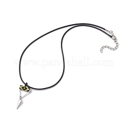 Collane con ciondolo a forma di cono piramidale in lega e perline di semi cilindrici con malocchio&nbsp;NJEW-MZ00105-02