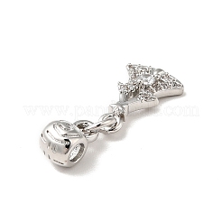 Placage de crémaillère en laiton micro pavé pendentifs en zircone cubique claire&nbsp;ZIRC-H125-04P