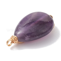Pendentifs enveloppés de fil de cuivre en pierre naturelle mélangée&nbsp;PALLOY-JF02618