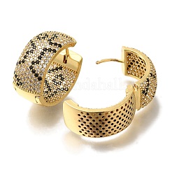 Orecchini a cerchio con micro pavé di zirconi in ottone placcato cremagliera&nbsp;EJEW-H016-17G