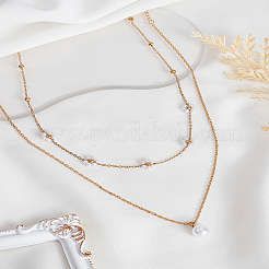 2 pz 2 stili ottone e resina imitazione perla fiore palla rotonda ciondolo collana set&nbsp;NJEW-LP0003-83