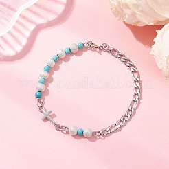 Bracelets à maillons croisés en acier inoxydable 304 et laiton&nbsp;BJEW-JB12645
