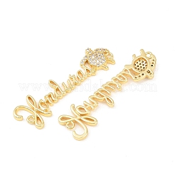 Verbindungsanhänger mit Mikropavé aus Messing mit durchsichtigen Zirkonia-Steinen&nbsp;KK-F931-29A-G
