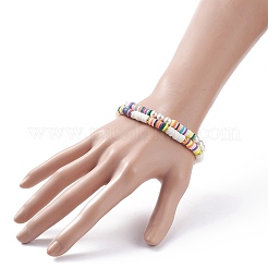 Set di braccialetti elasticizzati con perle di conchiglia e argilla polimerica da 2 pz&nbsp;BJEW-TA00088