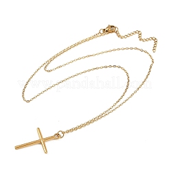 304 Edelstahl Kreuzanhänger 3-lagige Halsketten für Damen&nbsp;NJEW-F343-02G